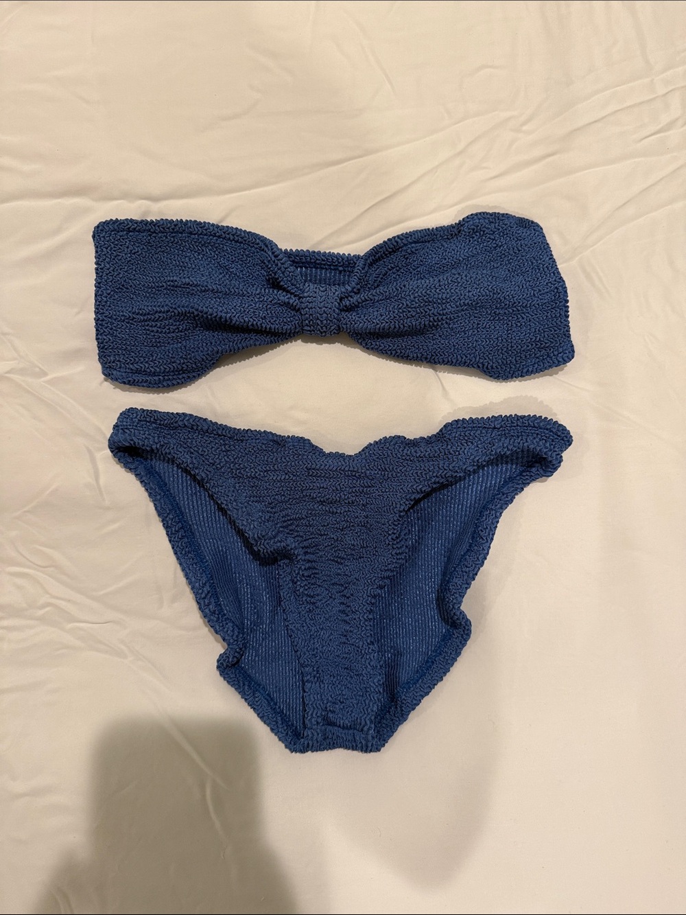 Hunza G Navy Blue Textured Bikini Set